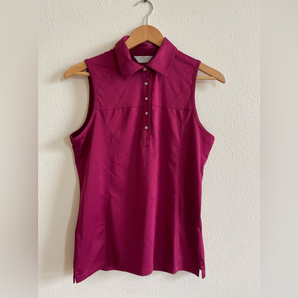 Callaway Women's Sleeveless Polo Tank in Magenta